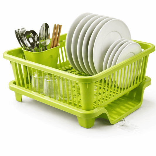 3 in 1 Kitchen Dish Drainer Rack With Cutlery Holder and Tray
